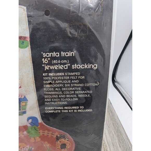 Sultana Christmas Needlecraft Kit Santa Train Jeweled Stocking 16" Polyester & C - Picture 7 of 10